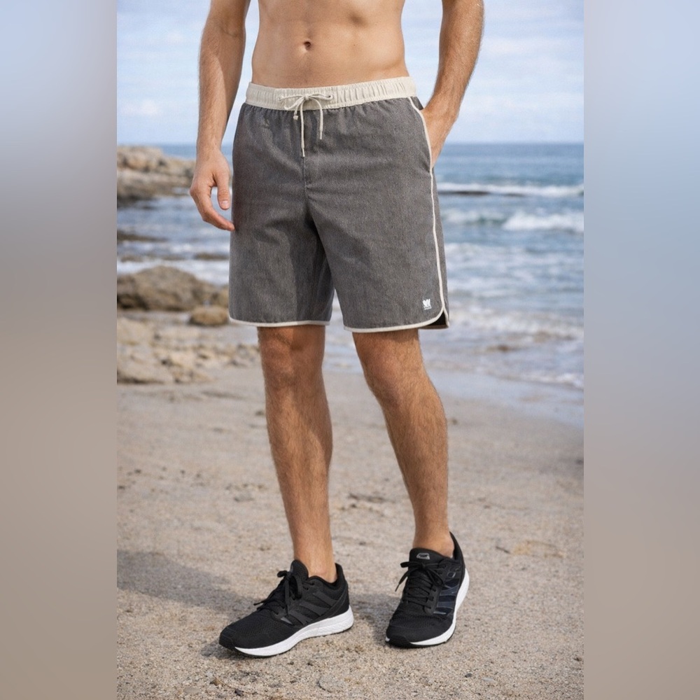 Vuori Banks Short V330 Gray 9” 4-Way Stretch Athletic Shorts Small Athleisure